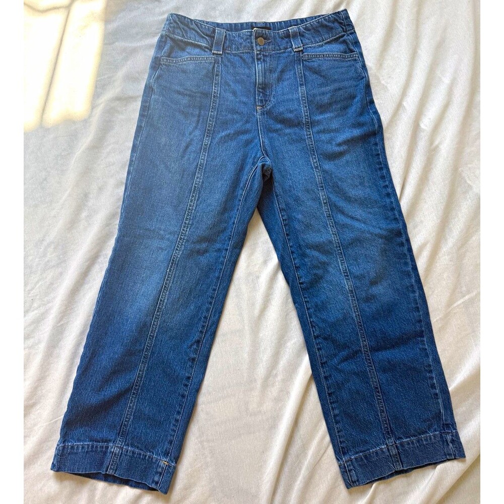 Talbots Women's classic Jean trouser  Blue Denim Wide Leg High Rise Cropped 10P